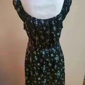 Womens, large, Vanilla Star, short, black, floral, stretchy dress